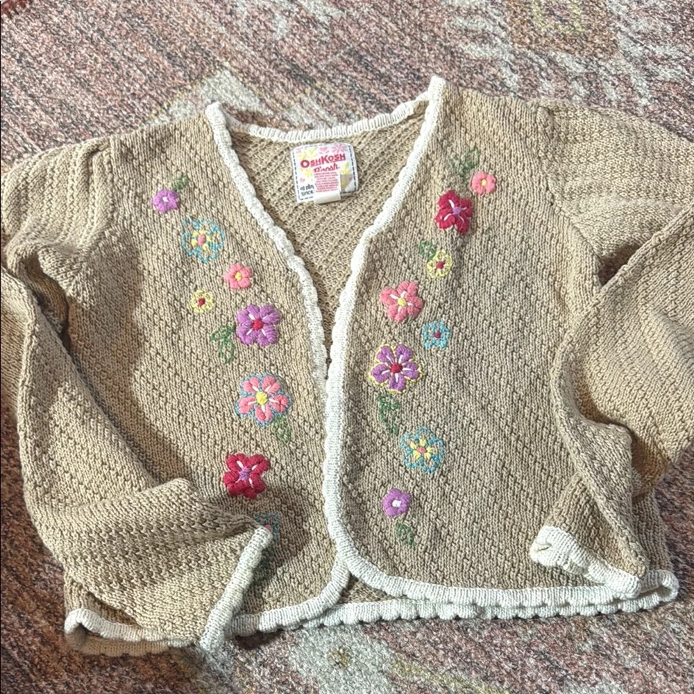 OshKosh B'gosh vintage girls size 10 cotton floral sweater gorgeous